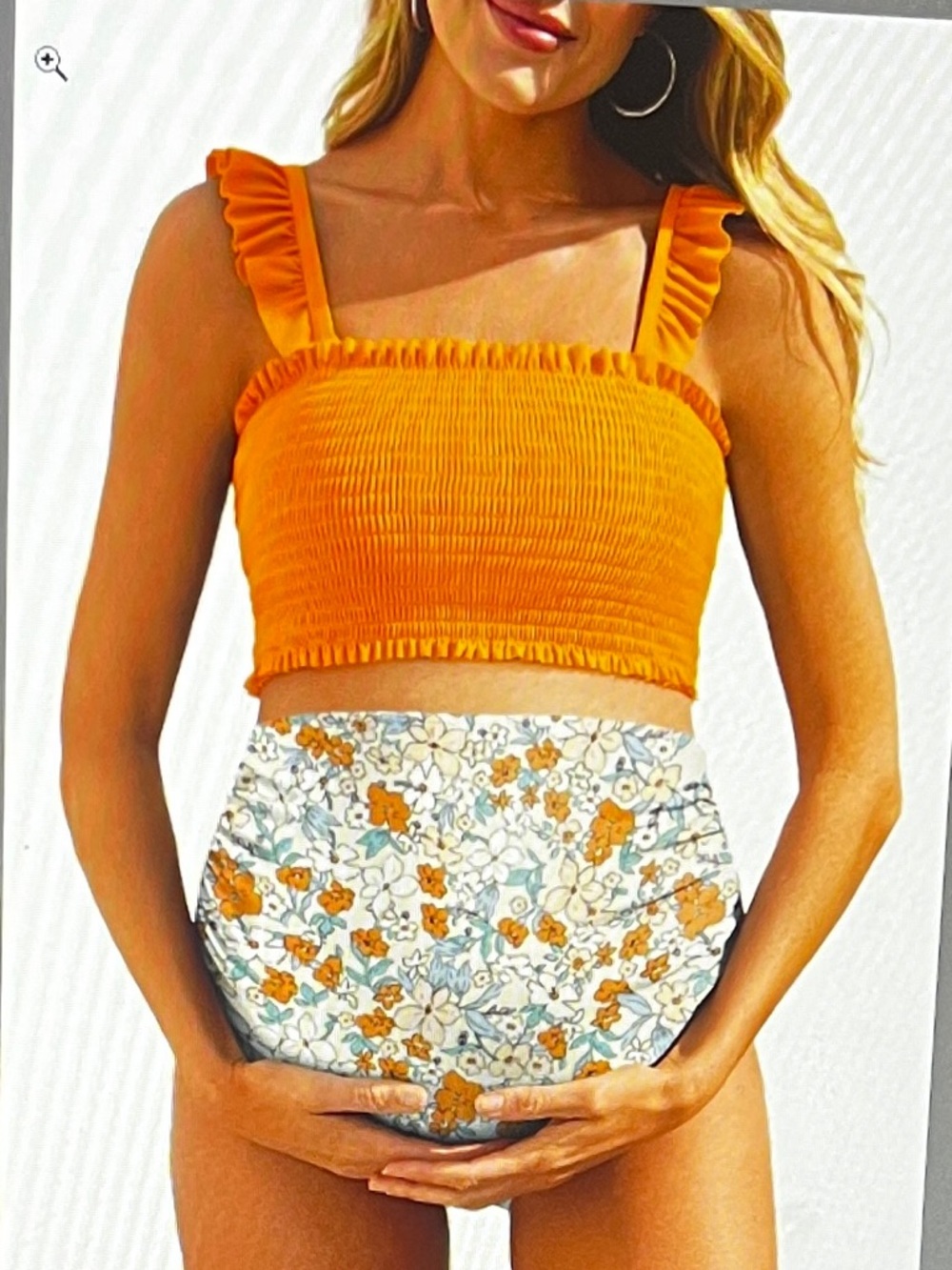 Summer Mae Maternity High Waist Bikini
Swimsuit Two Piece Ruffled Hem L 951